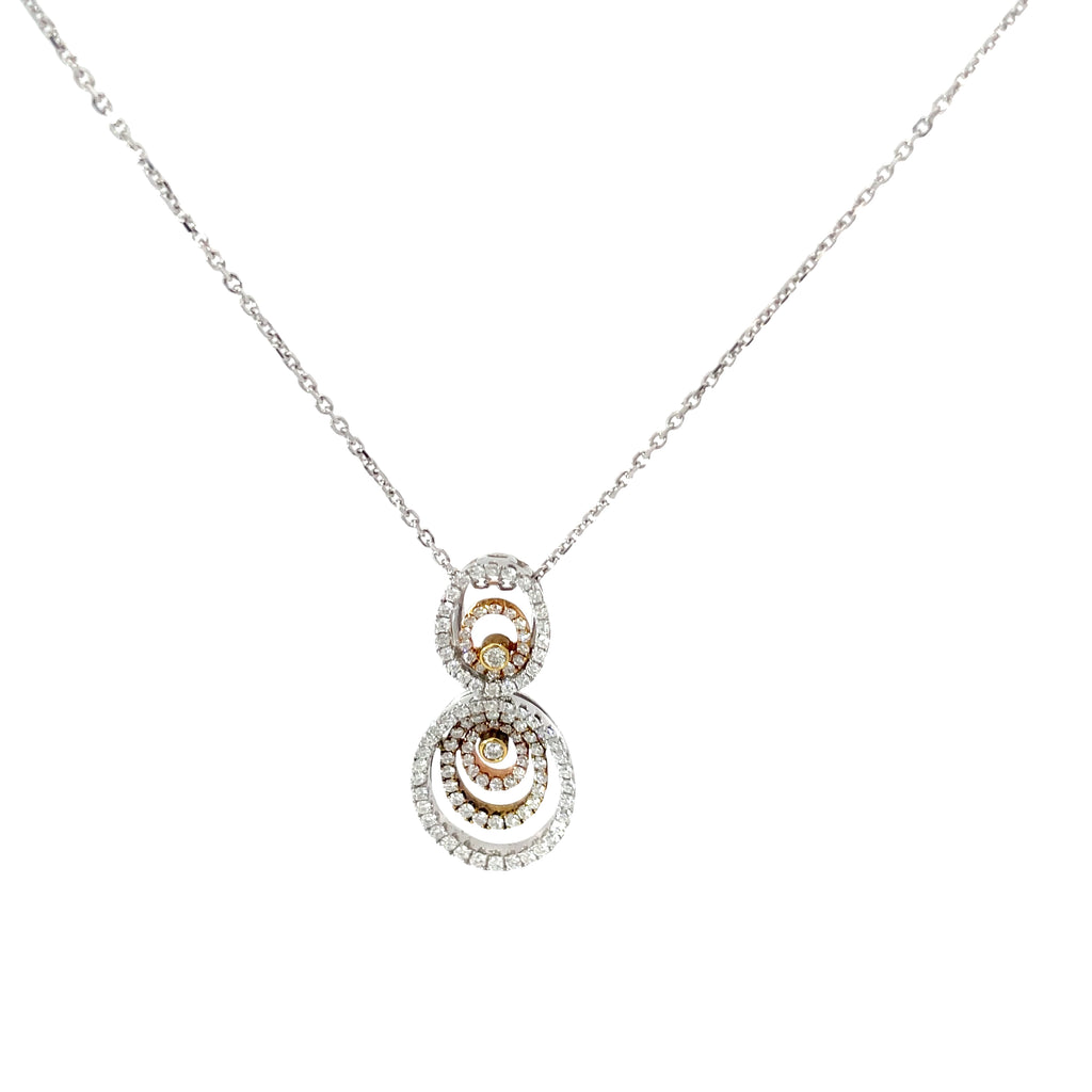 18k Two Tone 1.05ct F VS2 Round Diamond Necklace