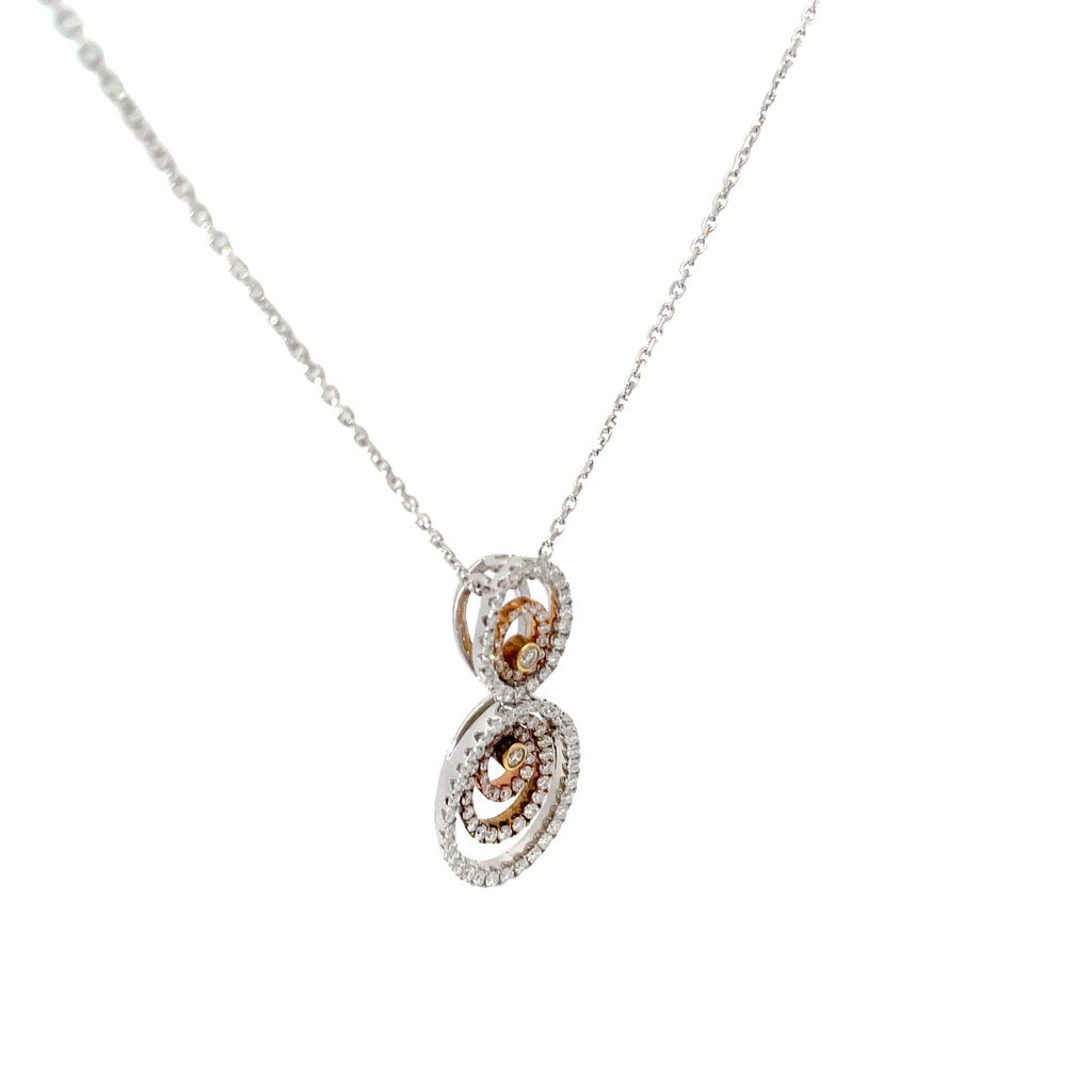 18k Two Tone 1.05ct F VS2 Round Diamond Necklace