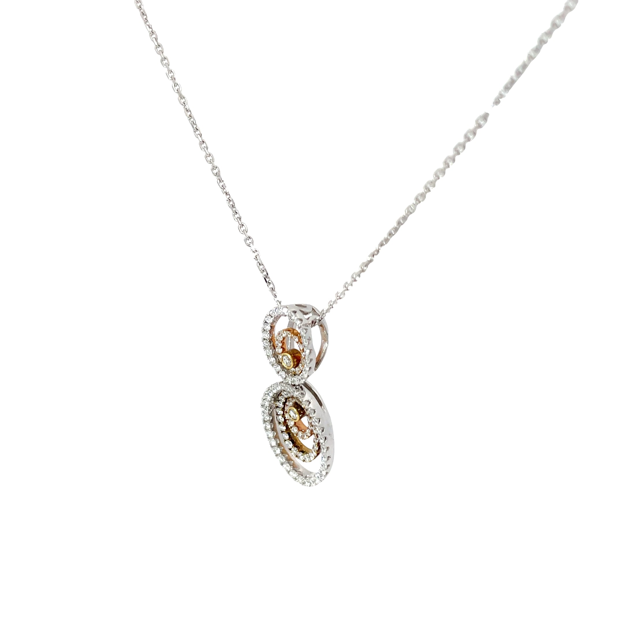 18k Two Tone 1.05ct F VS2 Round Diamond Necklace