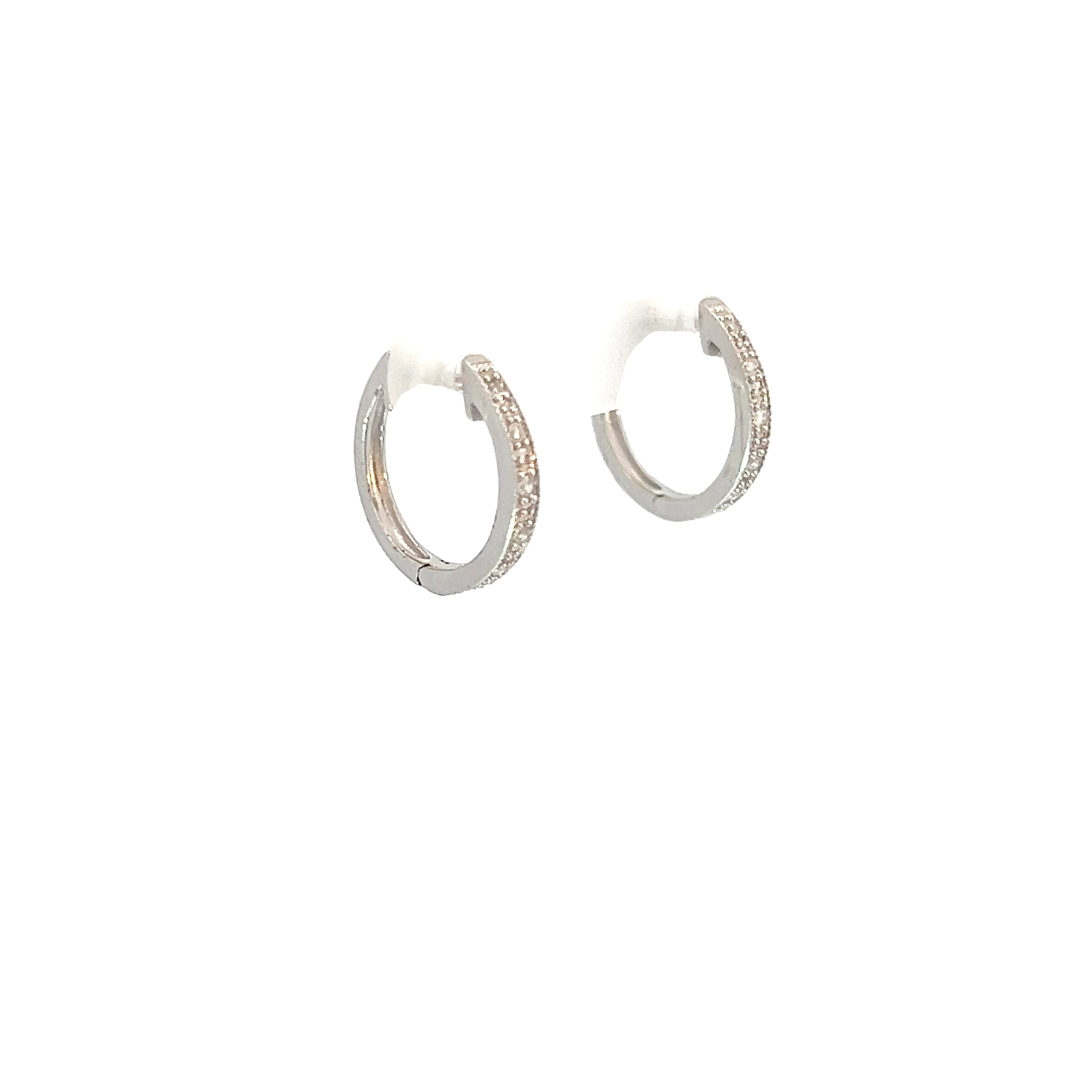 14k White Gold .10ct G SI1 Round Diamond Small Baby Huggies Earrings