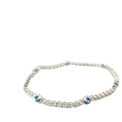 14k White Gold 1.75ct G VS2 Round Diamond with .75ct Round Blue Sapphire AAA Bracelet