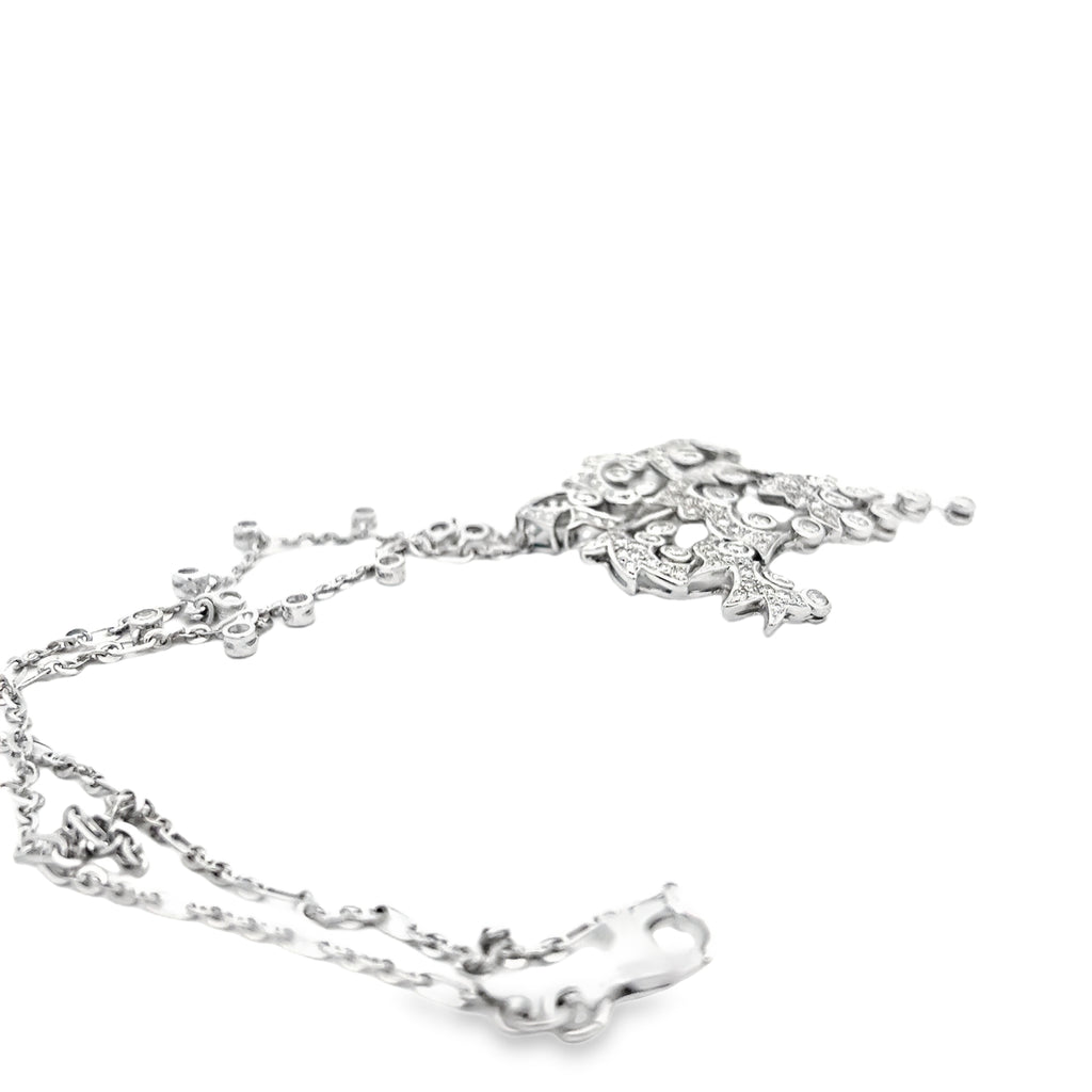 18k White Gold 3.25ct F VS2 Round Diamond Chandelier Style Pendant