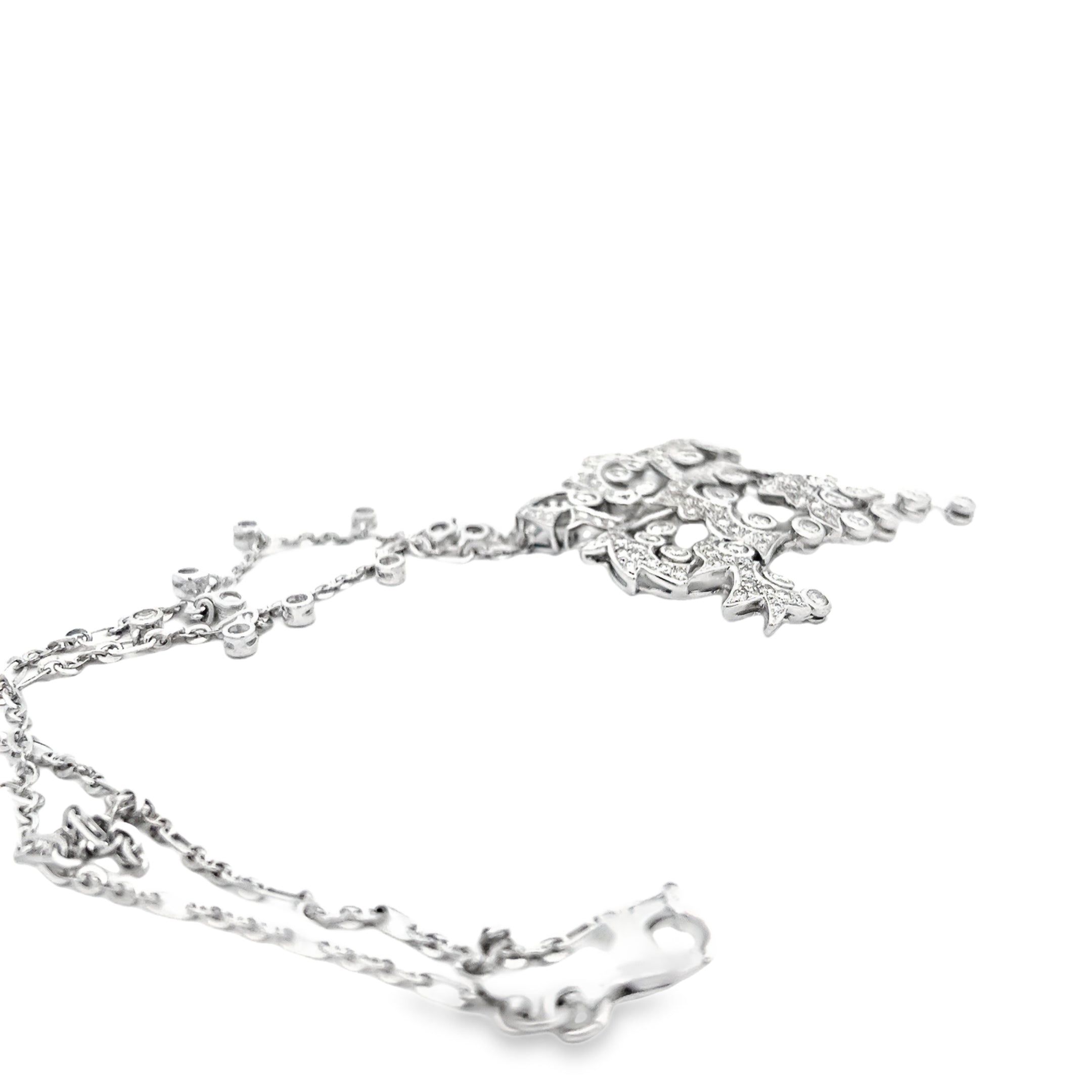 18k White Gold 3.25ct F VS2 Round Diamond Chandelier Style Pendant