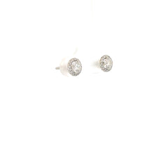 14k White Gold .75ct H VS2 Center Round Diamond/.15ct H VS2 Halo Round Diamond Stud Earrings