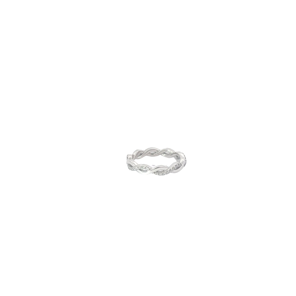 14k White Gold .50ct G VS2 Round Diamond Twisted Eternity Band  Size 7