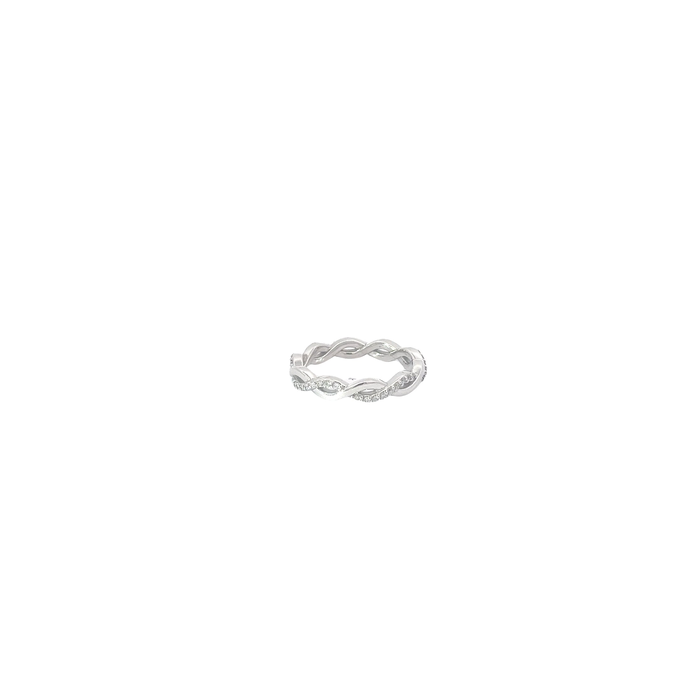 14k White Gold .50ct G VS2 Round Diamond Twisted Eternity Band  Size 7