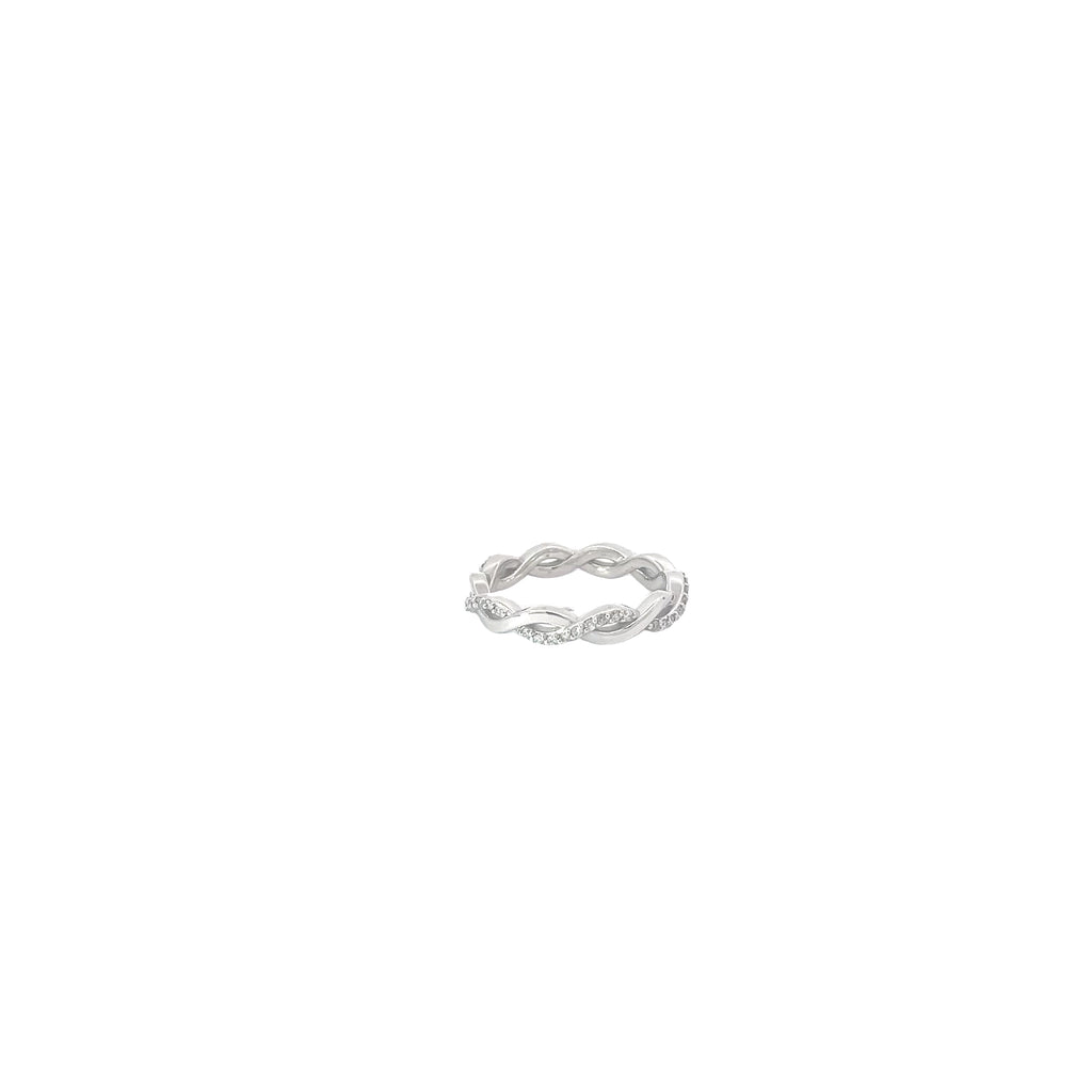 14k White Gold .50ct G VS2 Round Diamond Twisted Eternity Band  Size 7