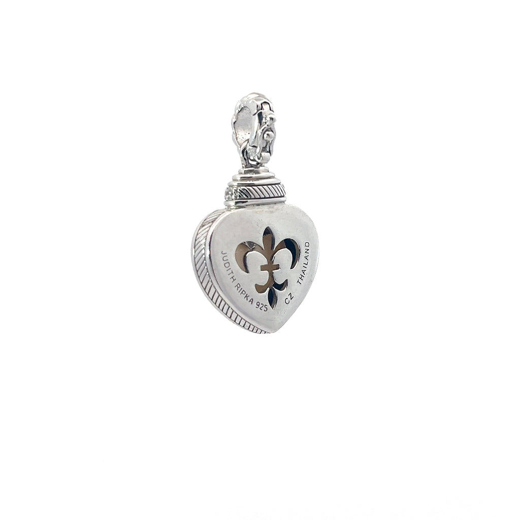 Pre-Owned Judith Ripka 925 CZ's and Mother of Pearl Heart Enhancer Pendant