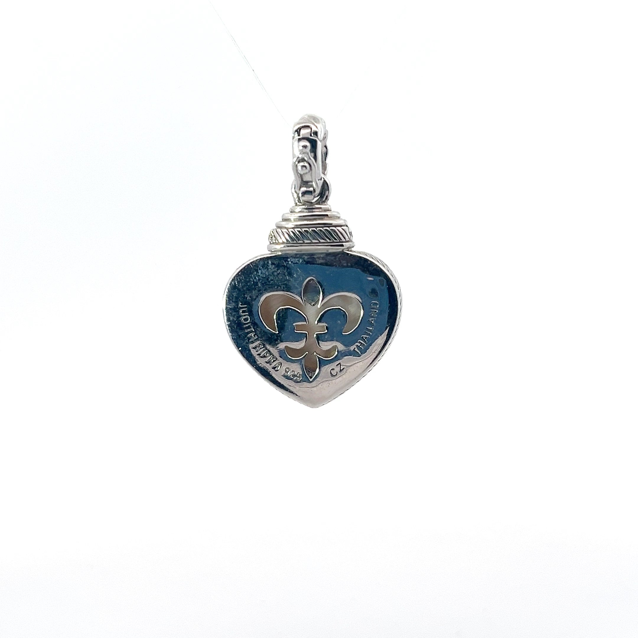 Pre-Owned Judith Ripka 925 CZ's and Mother of Pearl Heart Enhancer Pendant