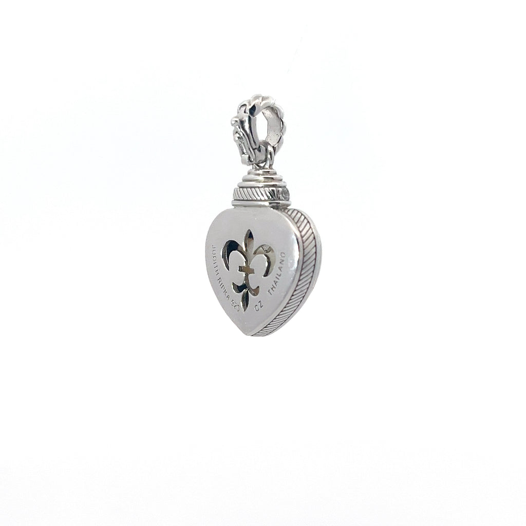 Pre-Owned Judith Ripka 925 CZ's and Mother of Pearl Heart Enhancer Pendant
