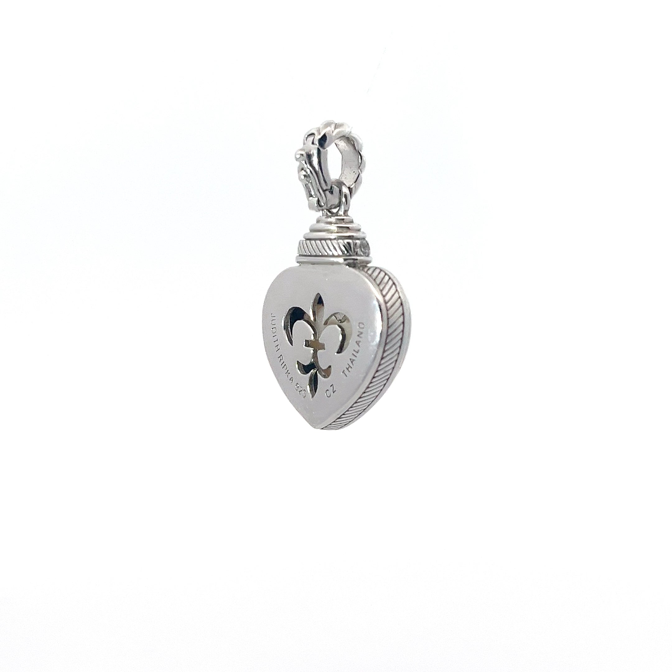Pre-Owned Judith Ripka 925 CZ's and Mother of Pearl Heart Enhancer Pendant