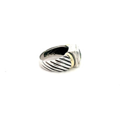Pre-Loved 14k Yellow Gold / 925 Silver David Yurman Albion Peridot Cable Ring Size 6.5
