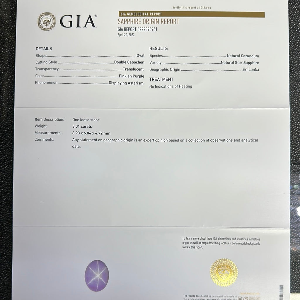 GIA Certified Matching Star Sapphires Pink-Purple