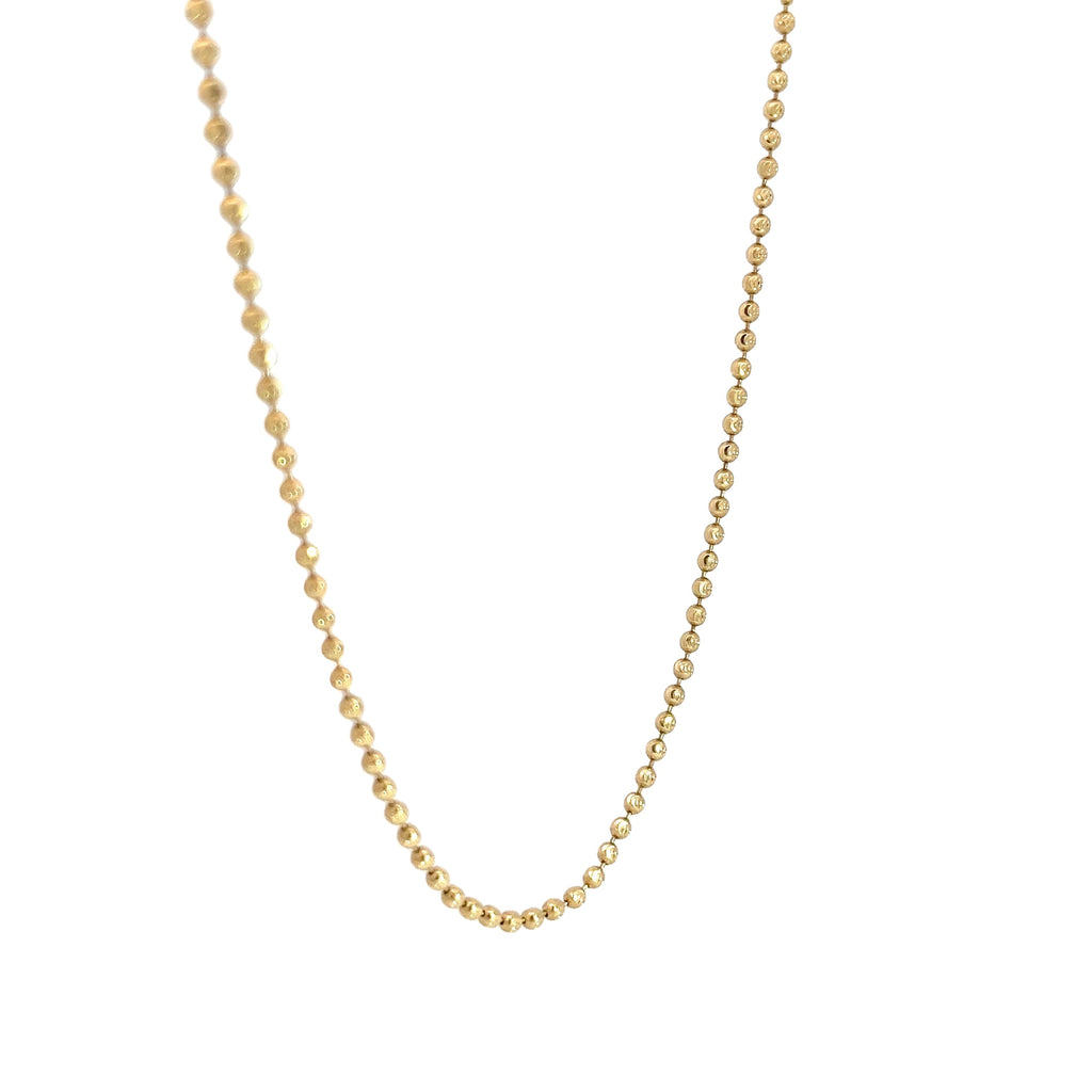 14k Yellow Gold Beaded Chain 8.30 Gram 26"inch 2mm