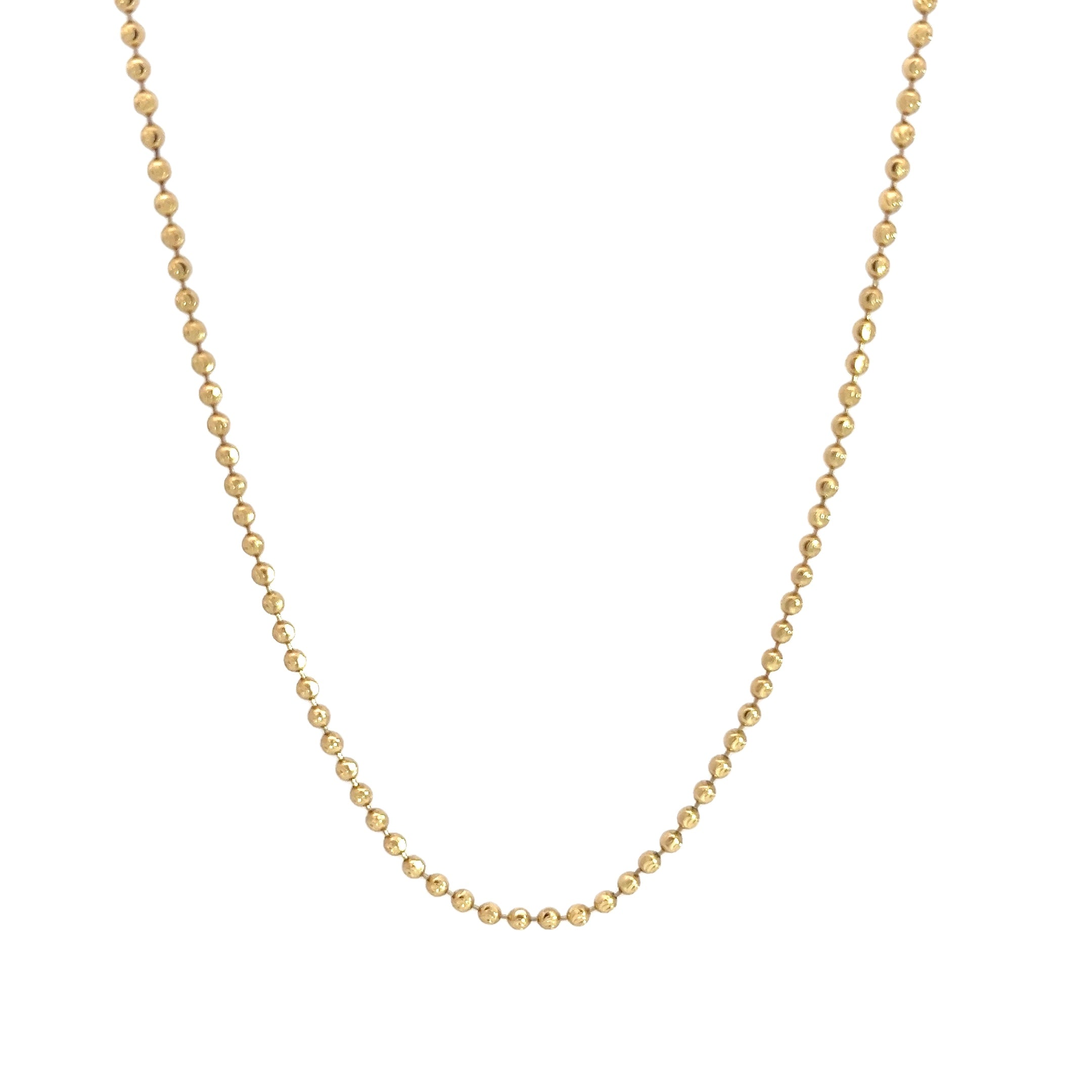 14k Yellow Gold Beaded Chain 8.30 Gram 26"inch 2mm