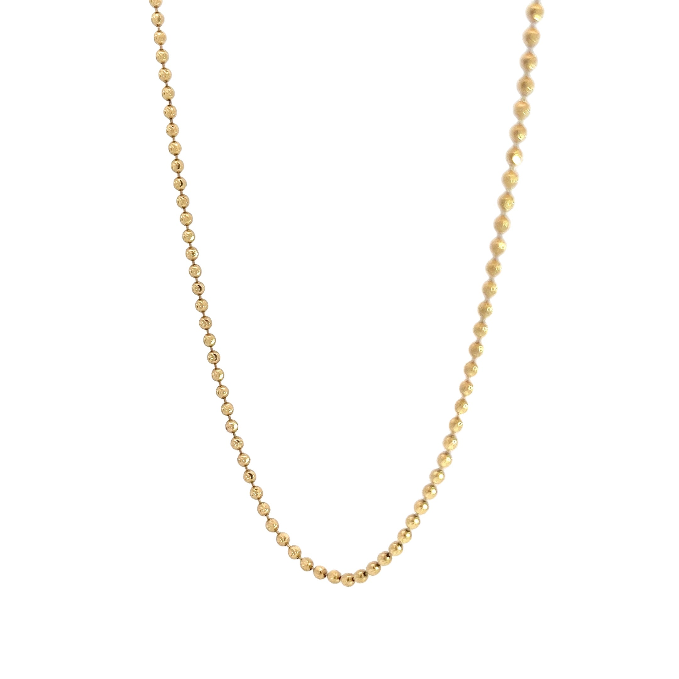 14k Yellow Gold Beaded Chain 8.30 Gram 26"inch 2mm