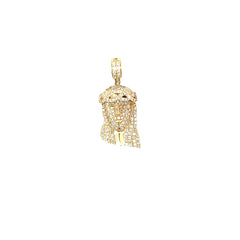14k Yellow Gold 1.00ct H VS2 Round Diamond Jesus Pendant