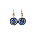14k White Gold 4.00ct  Blue Sapphire/.78ct I VS2 Round Diamond Earrings