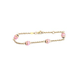 14K YELLOW GOLD PINK ENAMEL LADY BUG BABY BRACELET