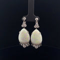 Platinum 20.00ct Pear Shape Opal and 2.00ct F VS2  Round and Baguette Shape Diamond Vintage Drop Earrings