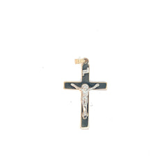 14k Two Tone Polished Solid INRI Crucifix Pendant