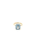 14k Yellow Gold 5.90ct Emerald Cut Aqua Marine / .15ct F VS2 Round Diamond Ring Size 6