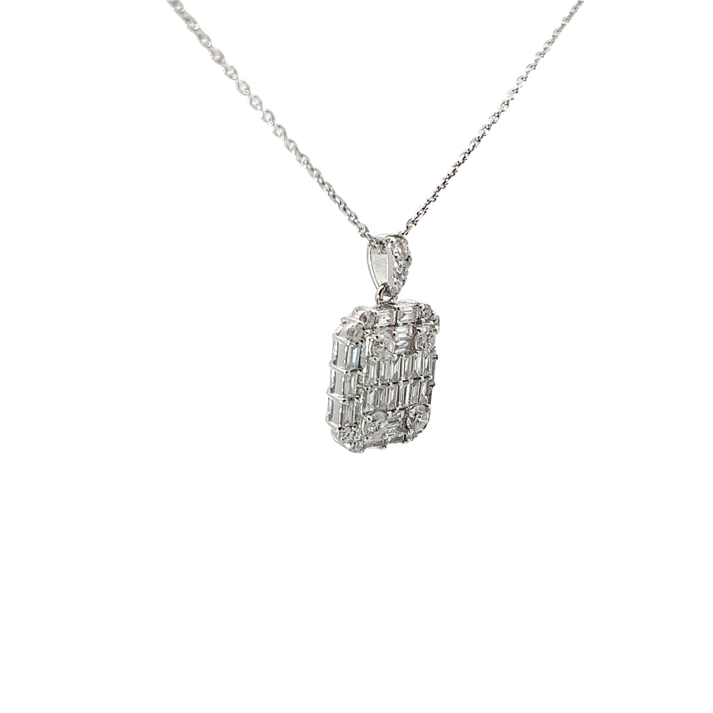 14k white gold 1.10ct G VS2 Round Diamond Cluster Necklace