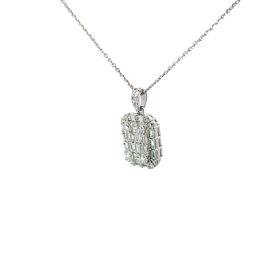 14k white gold 1.10ct G VS2 Round Diamond Cluster Necklace
