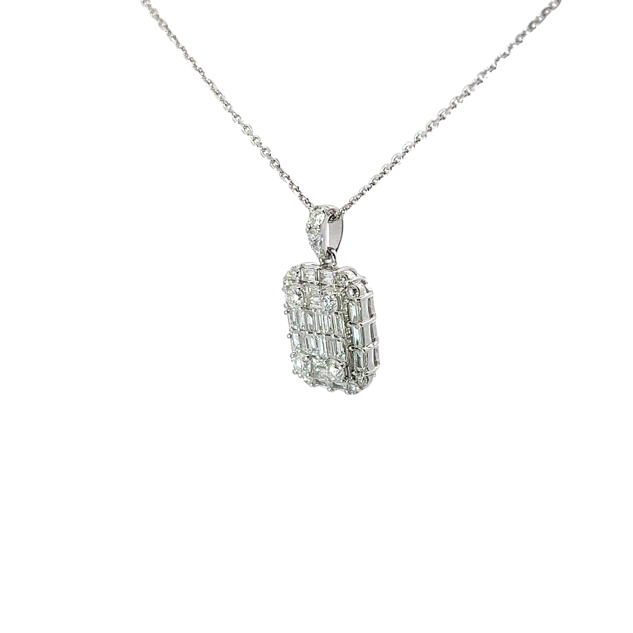 14k white gold 1.10ct G VS2 Round Diamond Cluster Necklace