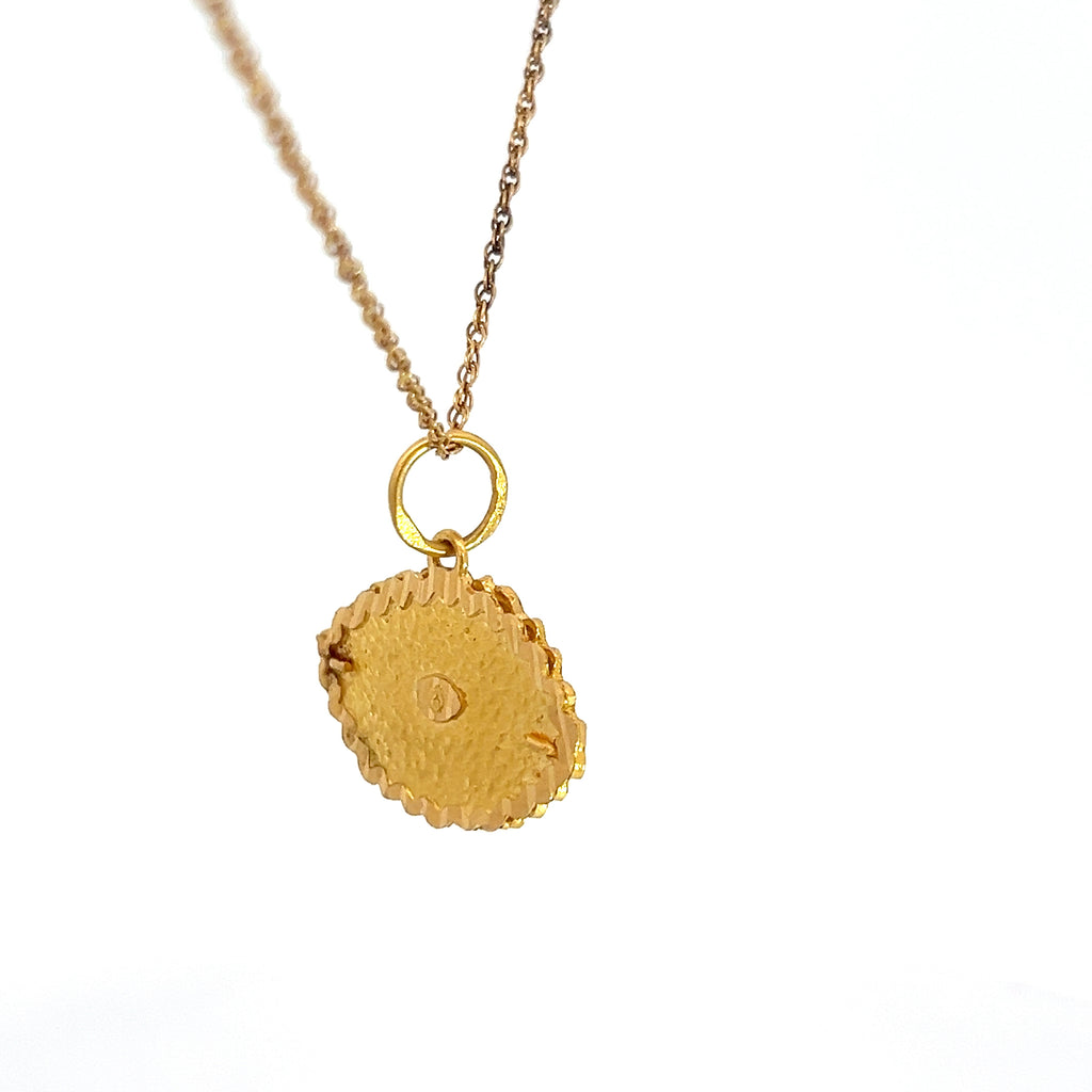21k Evil Eye 1" x 1/2" Evil Eye Pendant on a 14k Yellow Gold Necklace 18"inch 3 Gram