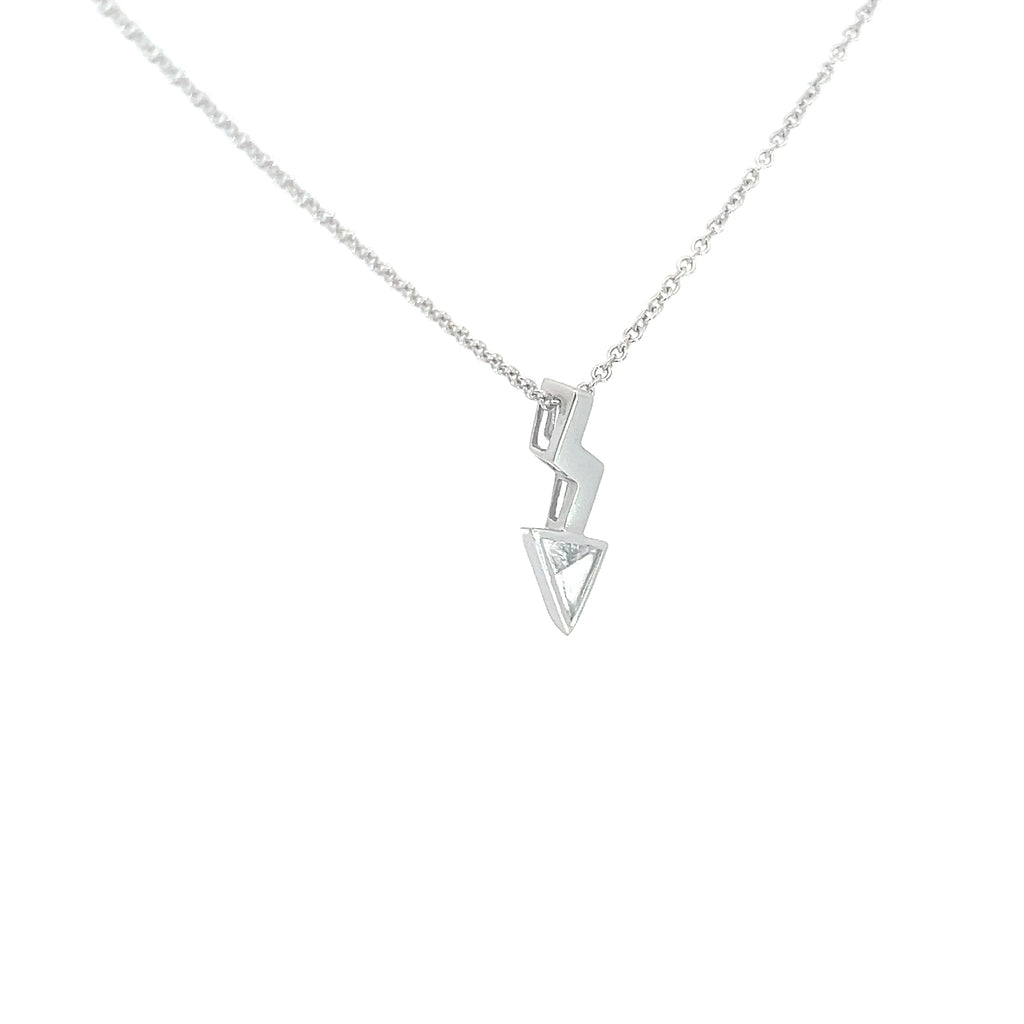 18k White Gold .22ct G VS2 Trillion Diamond Lightning Bolt Pendant