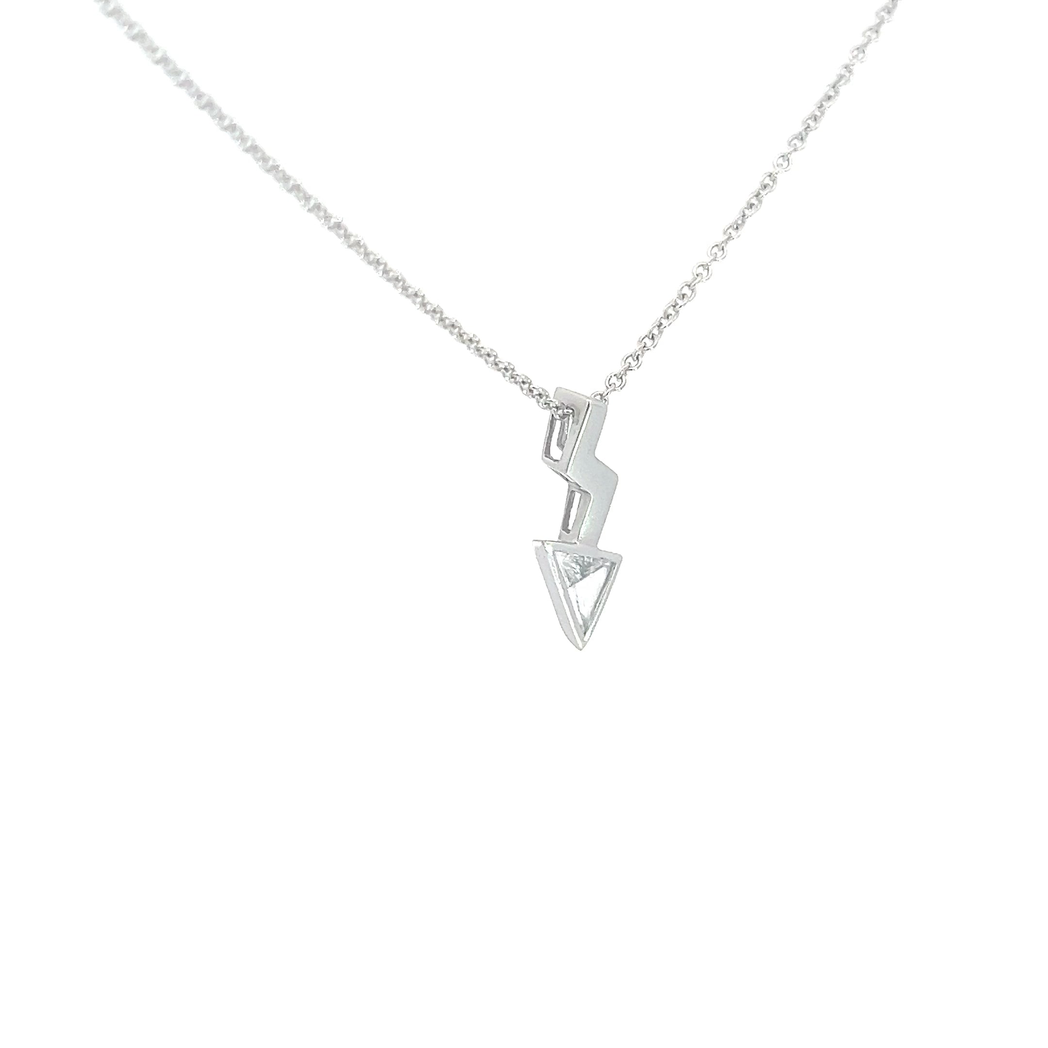 18k White Gold .22ct G VS2 Trillion Diamond Lightning Bolt Pendant