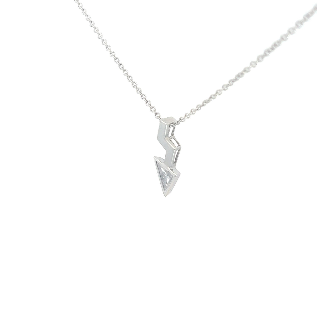 18k White Gold .22ct G VS2 Trillion Diamond Lightning Bolt Pendant