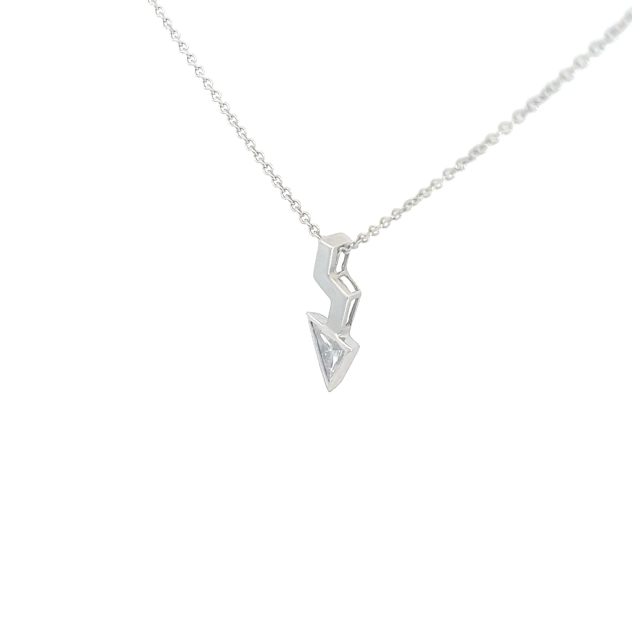 18k White Gold .22ct G VS2 Trillion Diamond Lightning Bolt Pendant