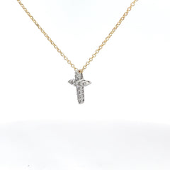 14k White Gold .25ct G SI1 Round Diamond Mini  Cross Pendant with Chain