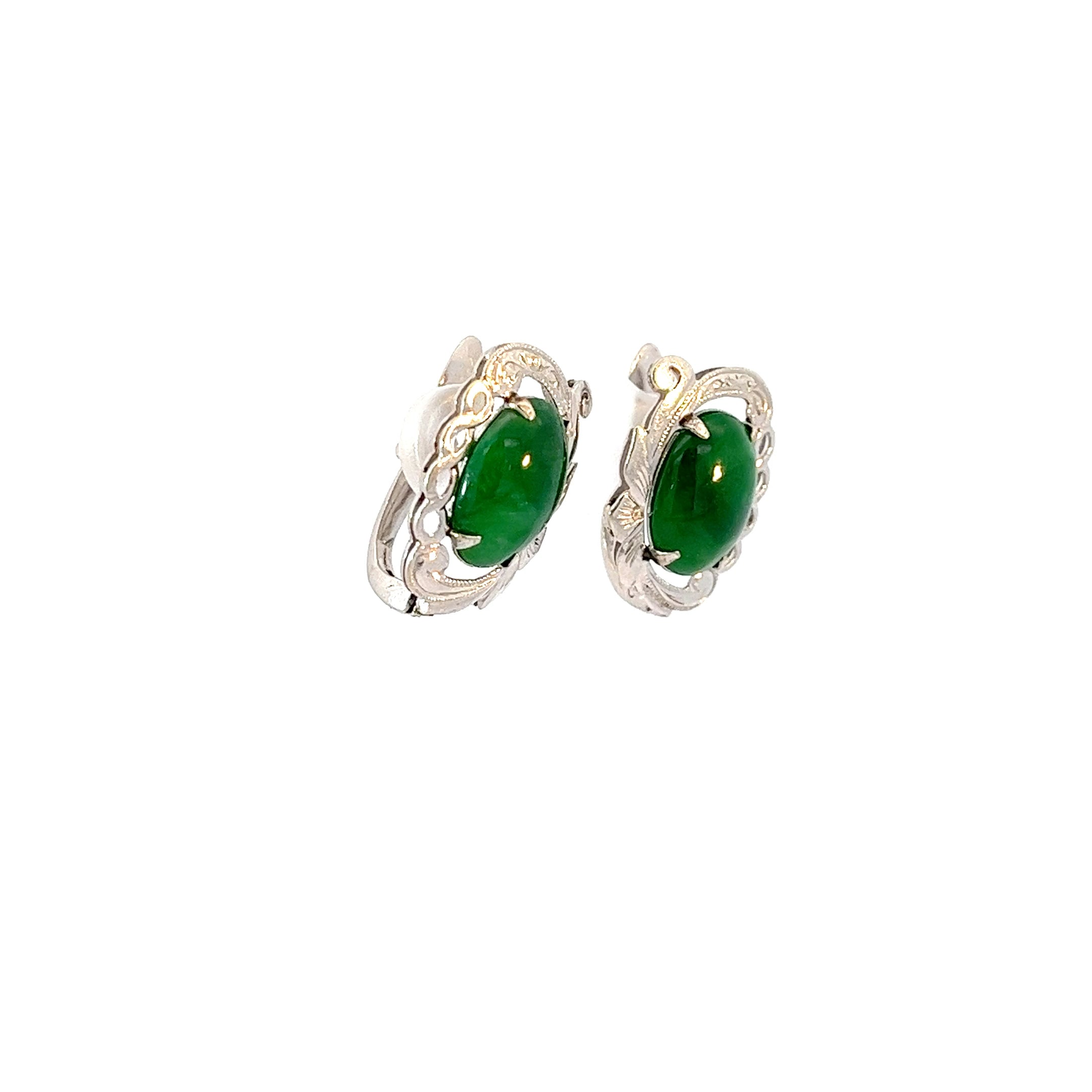 Palladium Vintage Jade Earrings Certified by GIA #5231204194