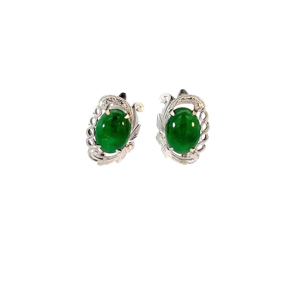 Palladium Vintage Jade Earrings Certified by GIA #5231204194