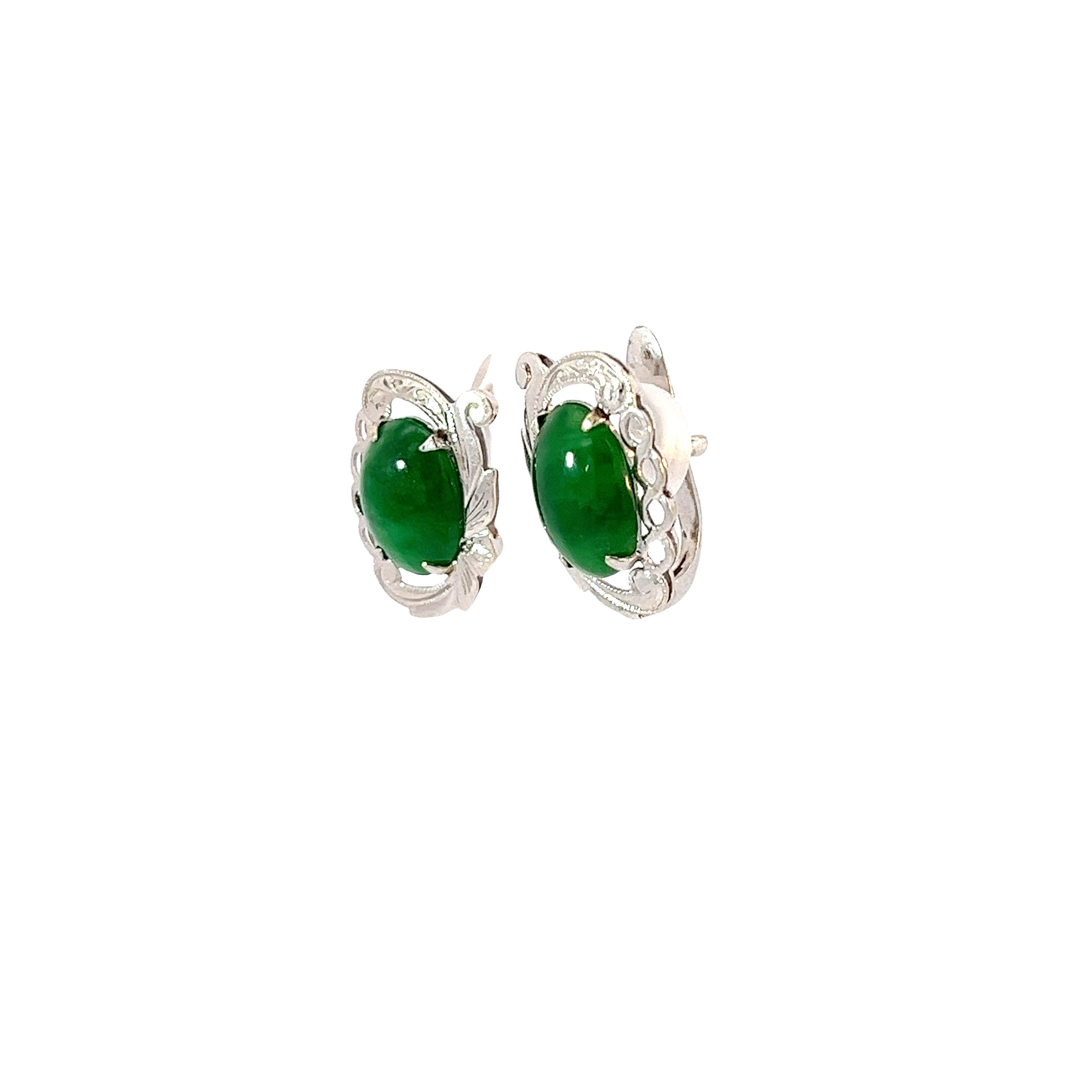 Palladium Vintage Jade Earrings Certified by GIA #5231204194