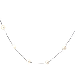 14k White Gold 6.5mm (11) Pearls 16" inch 1.5 Section on 1mm Necklace