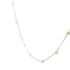 14k White Gold 6.5mm (11) Pearls 16" inch 1.5 Section on 1mm Necklace