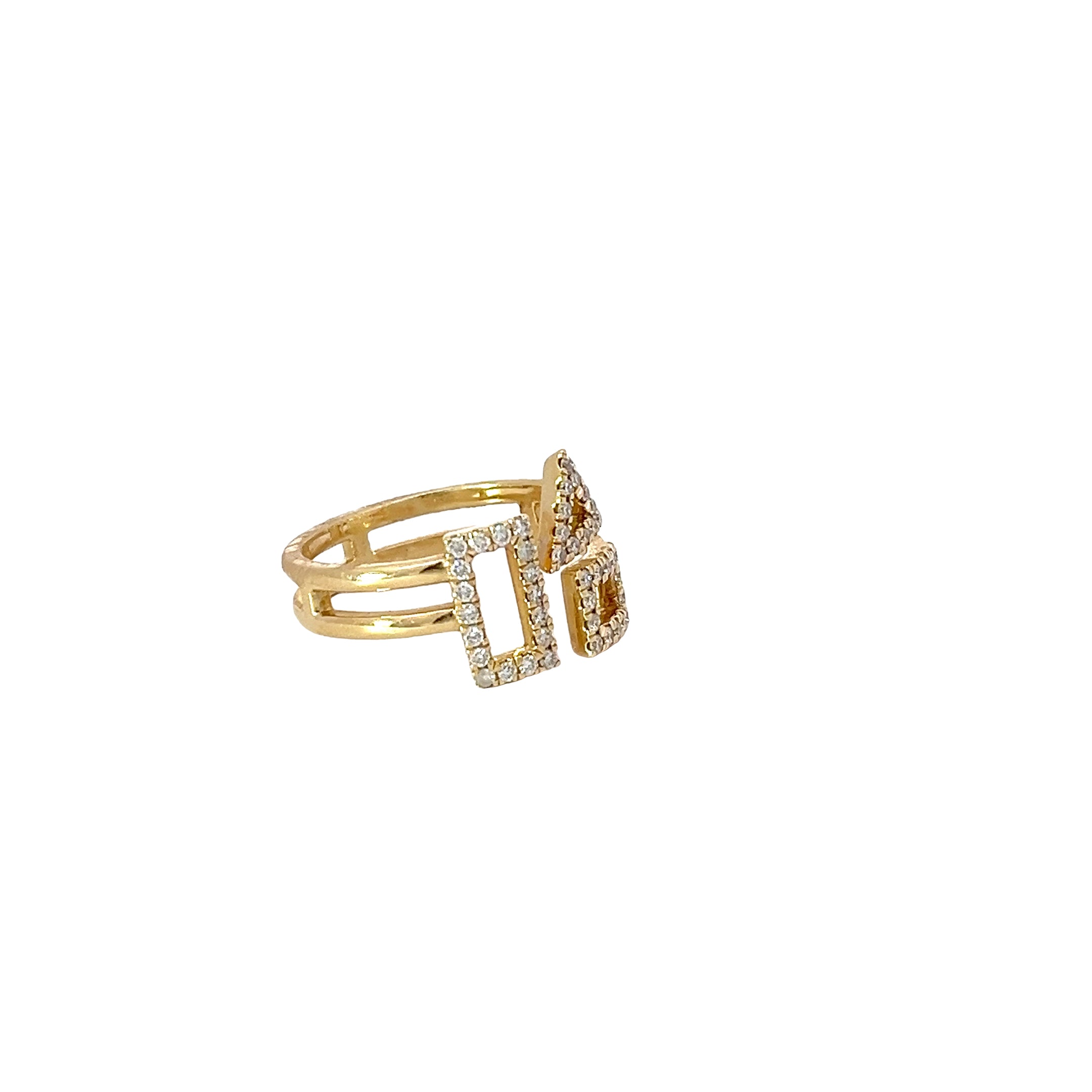 14k Yellow Gold .33ct G VS2 Round Diamond Geometric Ring