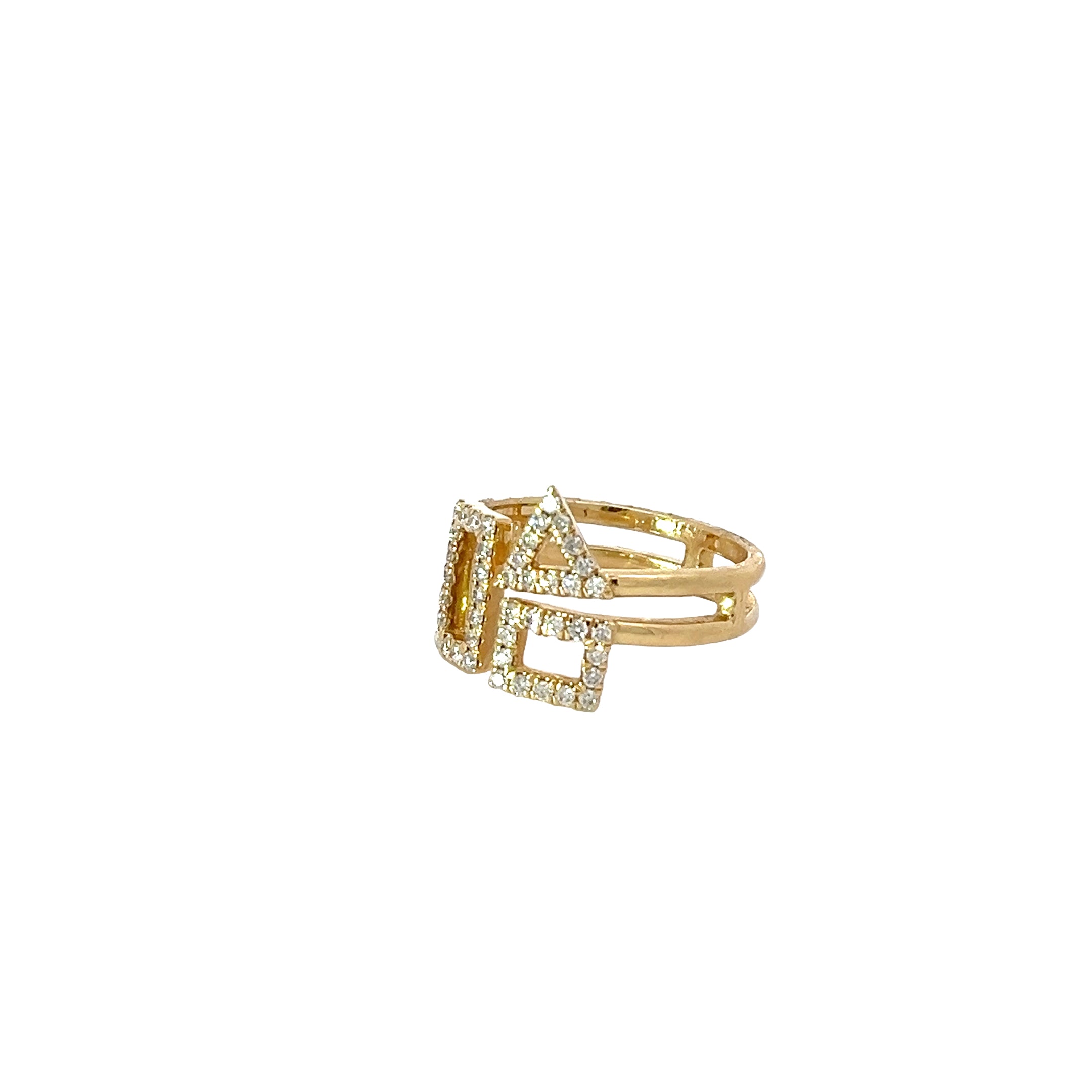 14k Yellow Gold .33ct G VS2 Round Diamond Geometric Ring