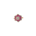 14k Rose Gold 1.00ct Oval Ruby /.45ct G VS2 Round Diamond Flower Ring