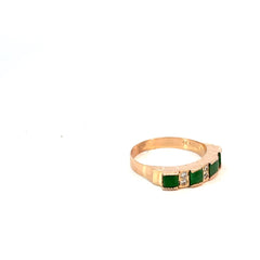 18k Yellow Gold .10ct G VS1  Round Diamond and Vintage Jade Ring