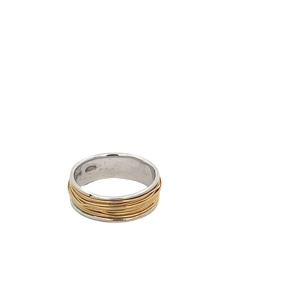 18k Two Tone Hand Made Wire Wrapped Ring 3.7 Gram