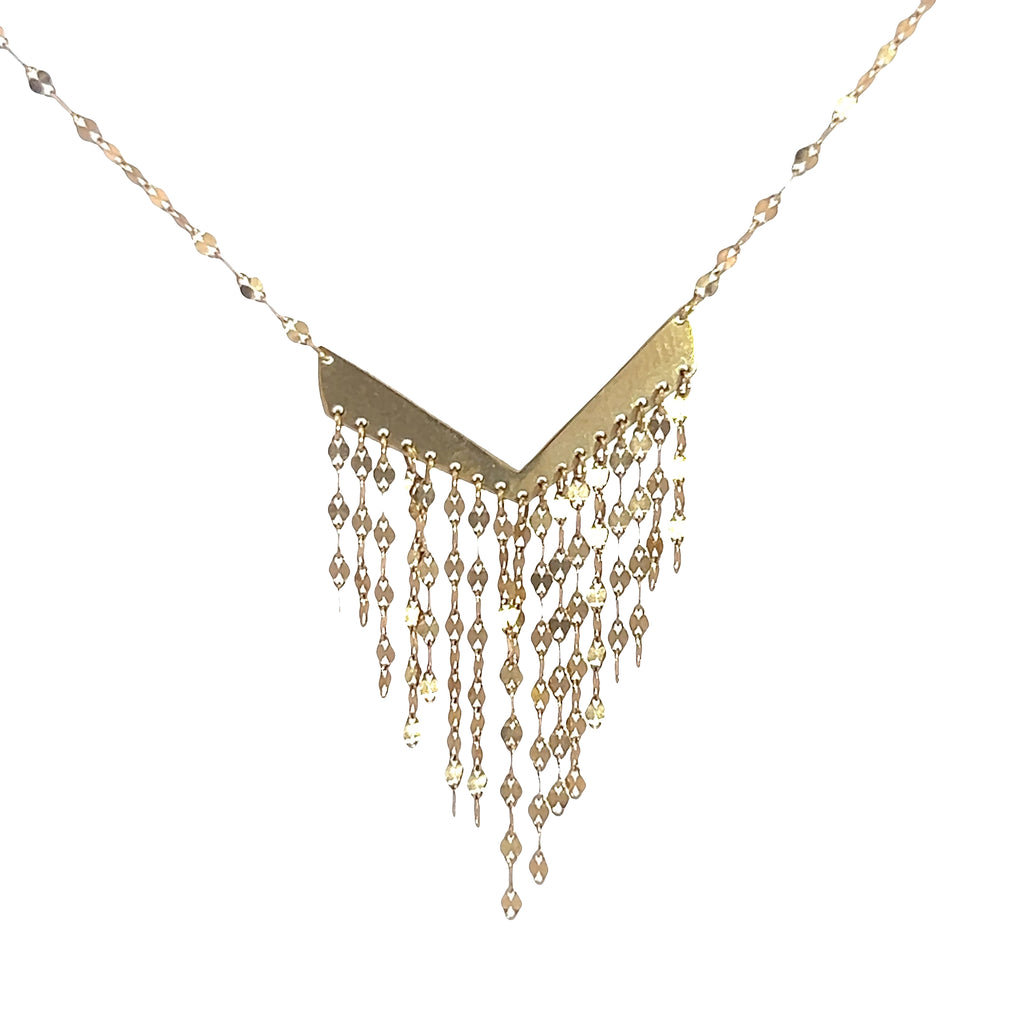 14k Yellow Gold V Shaped Necklace 18" inch