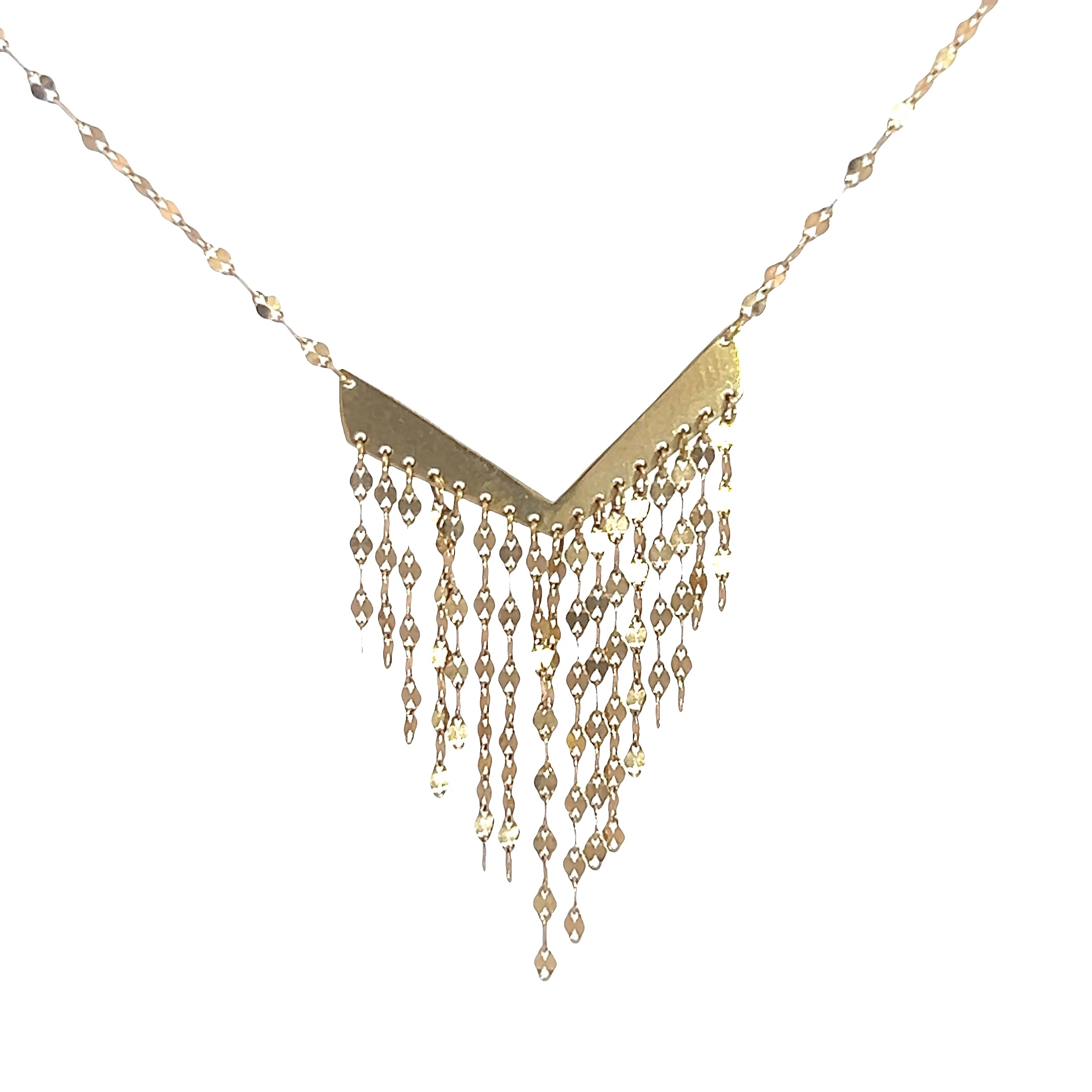 14k Yellow Gold V Shaped Necklace 18" inch