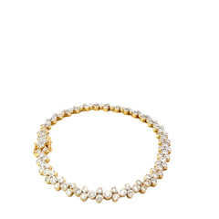 18k Yellow Gold 4.00ct G VS2 Round Diamond Bezel Set Bubble Tennis Bracelet