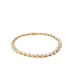 18k Yellow Gold 4.00ct G VS2 Round Diamond Bezel Set Bubble Tennis Bracelet