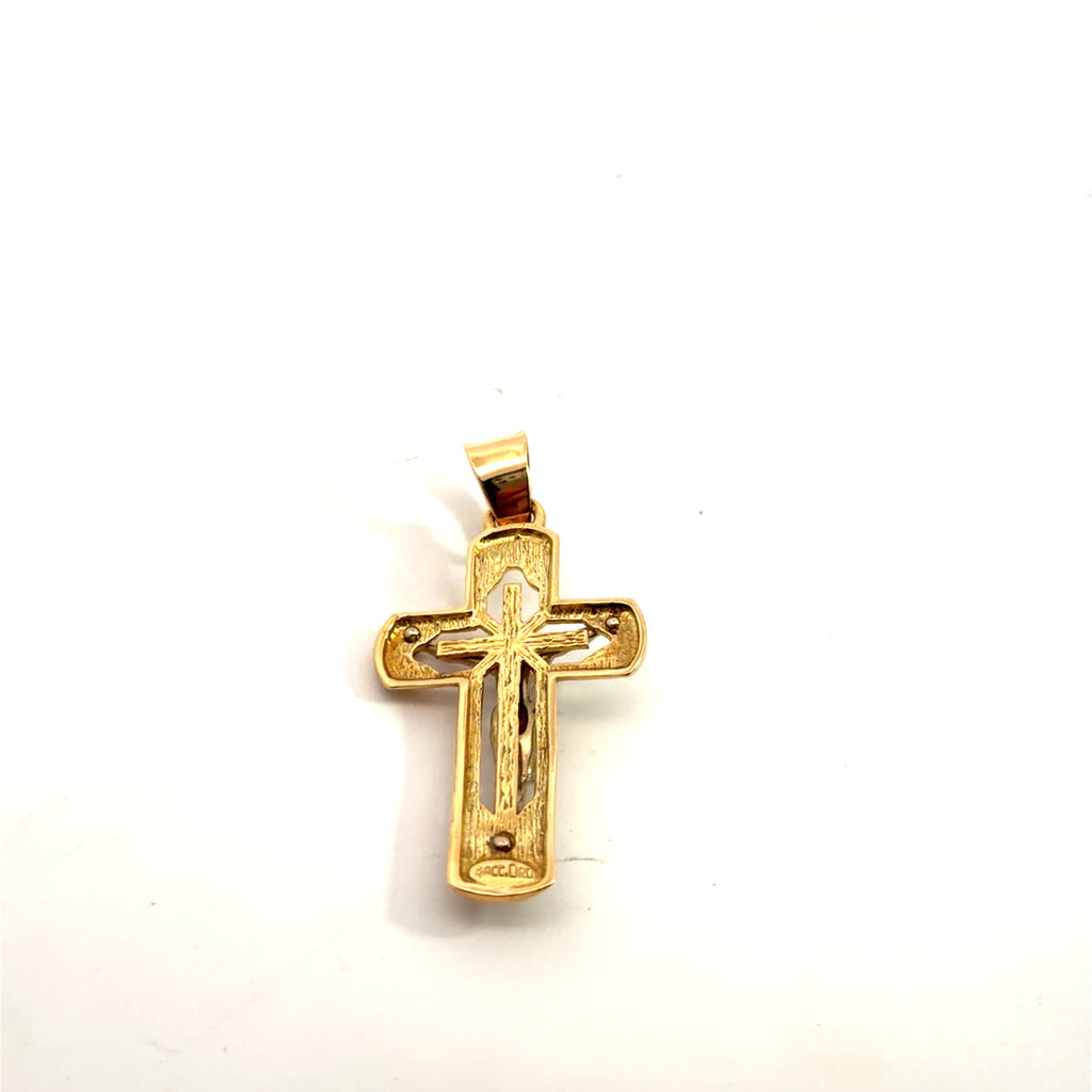 18k Two Tone 6.7 gram Crucifix Cross Pendant